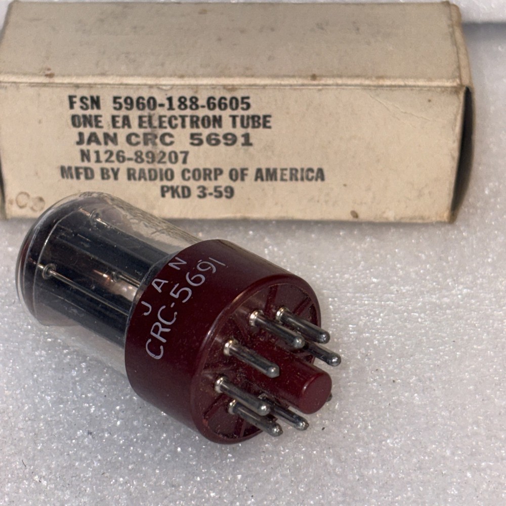 RCA JAN CRC 5691 (6SL7) Red Base Vacuum Tube Amplitrex NOS NIB 1959