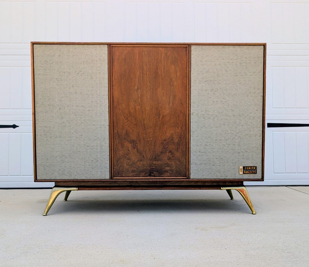 Mid Century Modern Zenith Stereo Console Record Player SFF2560W 1961 All-tube