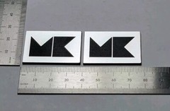 Miller & Kreisel M&K Speaker Badge Logo Emblem Brushed Silver Pair