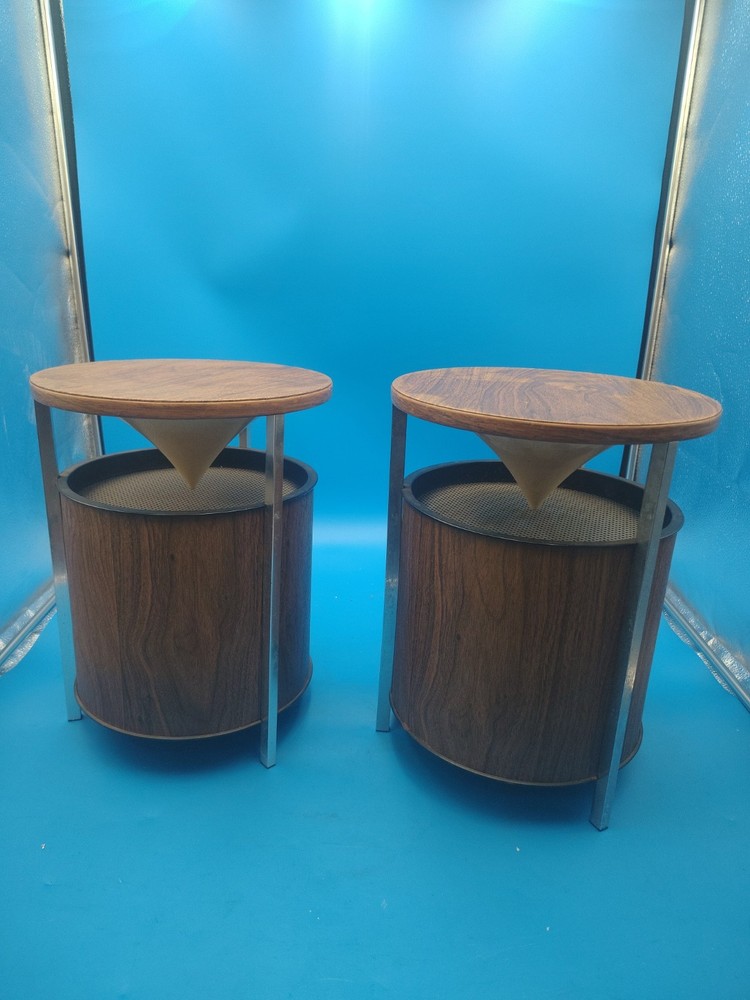 Vintage Pair Zenith Circle of Sound Speakers Mid Century Modern Omnidirectional
