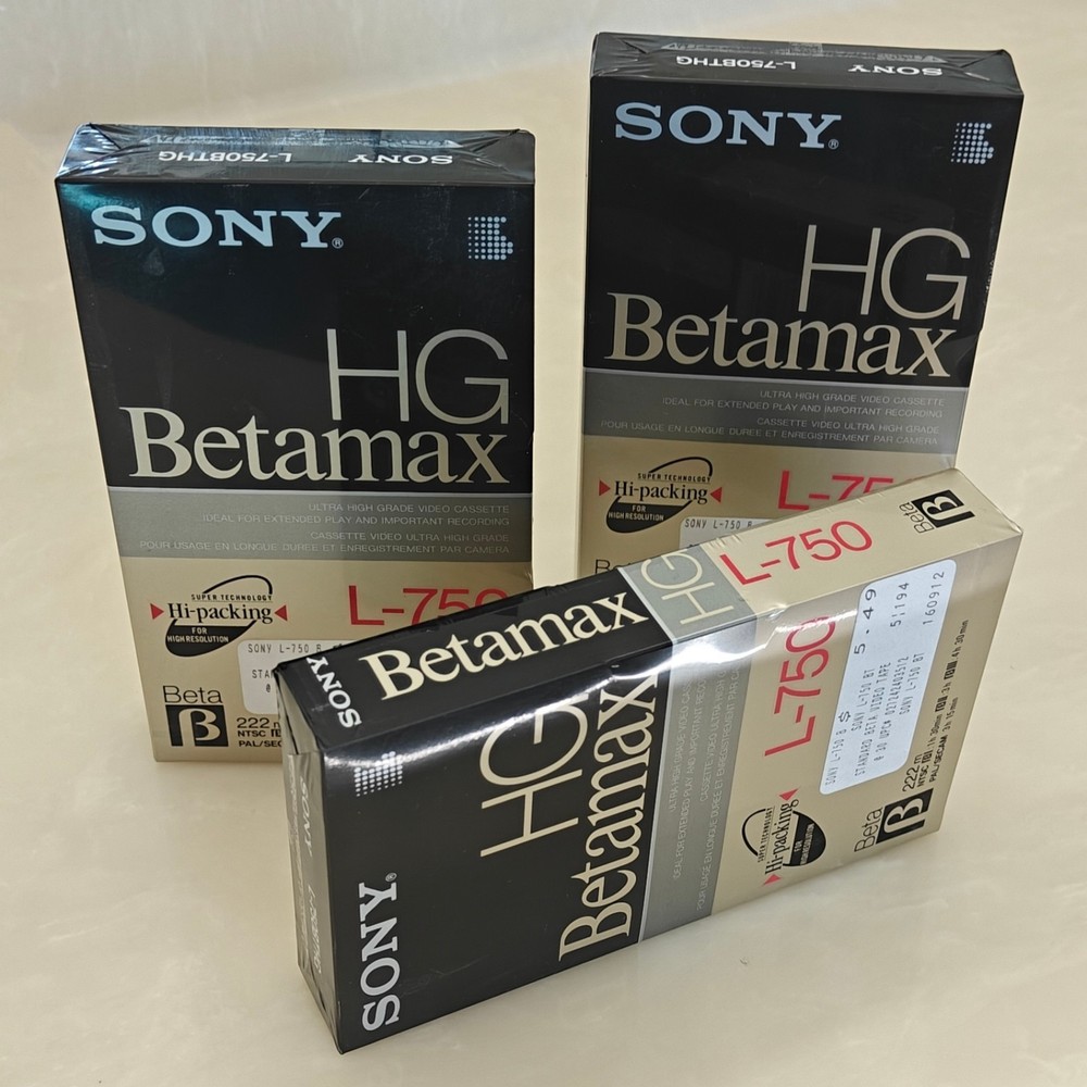 (3) Sony HG Betamax L-750 Video Cassette NEW Sealed