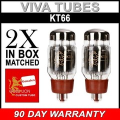New Current Matched Pair (2) Reissue Genalex Gold Lion KT66 6L6 Vacuum Tubes