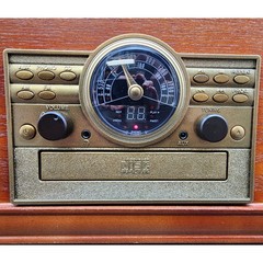Encore Vintage Turntable 33/45/78 CD Cassette Radio Wood Unit + Albums