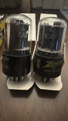 PAIR NOS GE For Zenith 6EA7 BLACk Plates Side Getter Audio TUBES