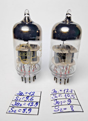 2 pcs USED 6N23P / ECC88 Reflector ` 75 SWGP Silver Shields tubes