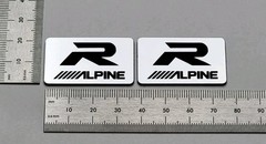 Alpine Car Audio Speaker Badge Logo Emblem Premium Silver Pair With Adhesive