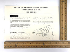 Zenith 1961 Space Command Remote Control 400 Series Operating Guide