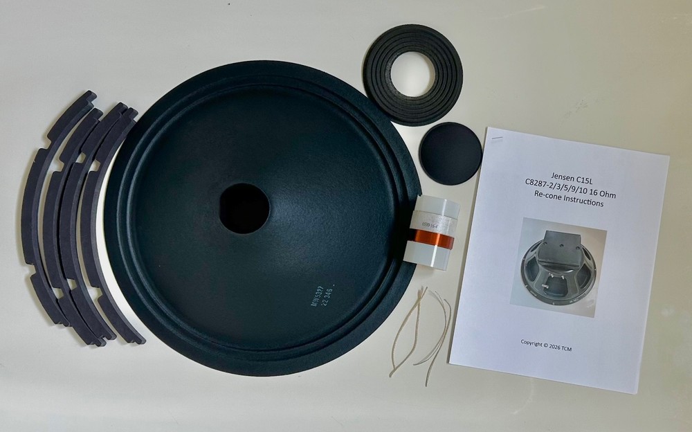 Jensen C15L C8287-2/3/5/9/10 16 Ohm complete recone kit with photos/instructions