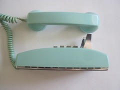Bell System Western Electric 1554 touch tone 10 button wall phone Aqua color