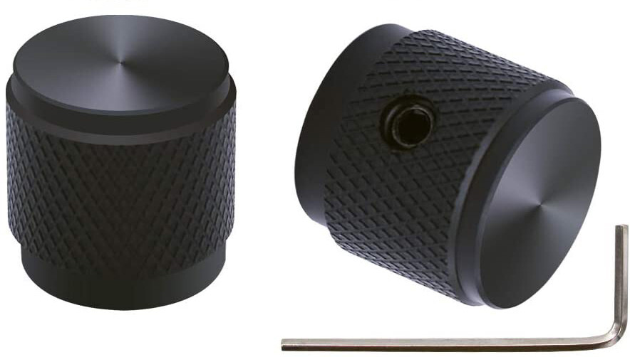 2 Pack Black Aluminum 17mm x 16mm Knob w/ Hex Wrench