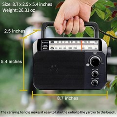 Retekess TR604 AM FM Radio,Portable Radio Plug in Wall,D Battery Operated,Large