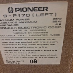 Pioneer S-P270 Speaker Left Right Set – 2-way bass reflex wide range loudspeaker