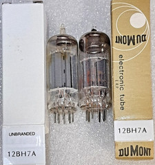 Tightly Matched Pair 12BH7A DuMont & unbranded Vacuum Tubes Triplett 3444 Tested