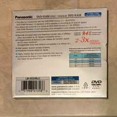 Panasonic DVD-RAM 240 Min 2-3x Speed LM-AD240LU New Factory Sealed