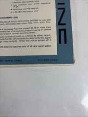 Original DBX 187 Decilinear Noise Reduction System Instruction Manual Vintage