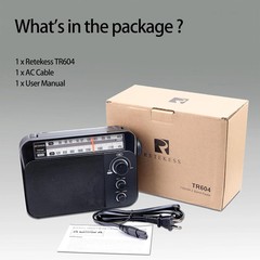 Retekess TR604 AM FM Radio,Portable Radio Plug in Wall,D Battery Operated,Large