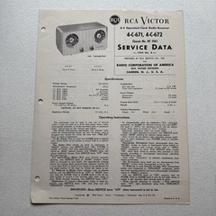 RCA Victor AC Operated Clock Radio Reciecer 4-C-671 & 4-C-672 Service Data 1954