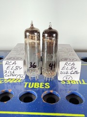 Matched Pair RCA 7189 EL84 6BQ5 Disk Getter Tested Good Tube