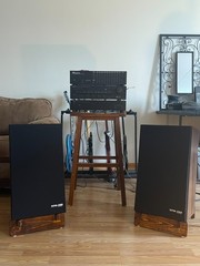 Pioneer HPM-500 Speakers MiJ Serviced Vintage Pair w/ Custom Wooden Stands