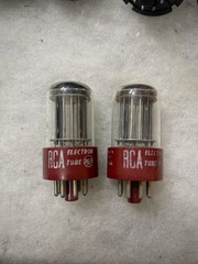 5691 6SL7 RCA red base black plate, triple mica, DD getter Matched Pair