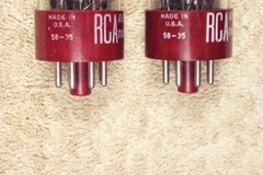 Two, NEW, RCA 5691, red base, matching date pair, 1958, hi reliability, 6SL7GT