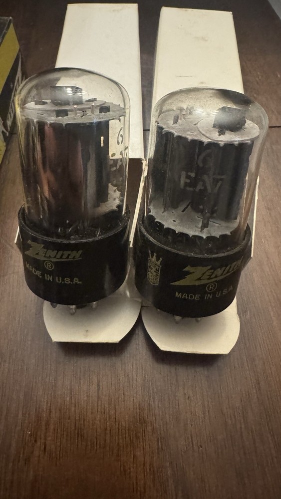 PAIR NOS GE For Zenith 6EA7 BLACk Plates Side Getter Audio TUBES