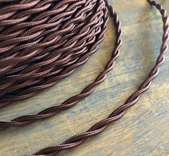 Brown Twisted Rayon Covered Wire, Vintage Style, Cloth Lamp Cord, Antique Lights