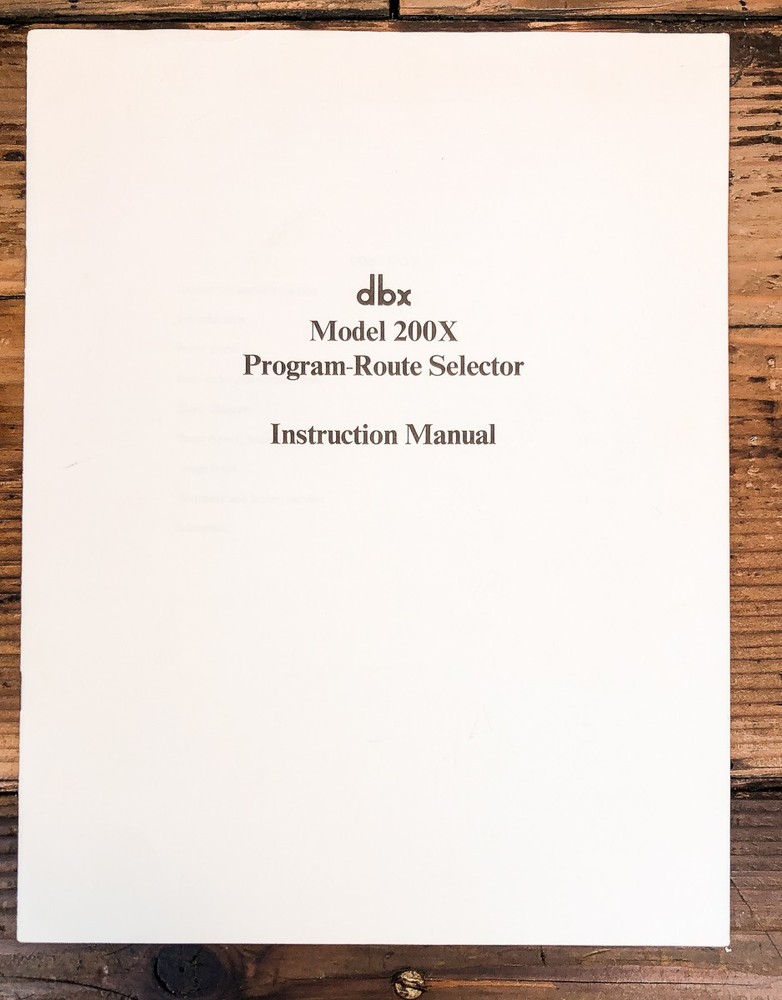 DBX Model 200X Program Route Selector Owners / User Manual *Original*