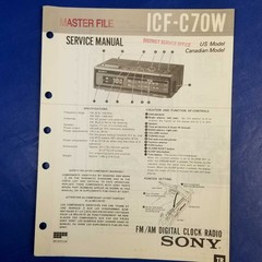 SONY ICF-C70W Service Manual Original Paper OEM Repair Guide – USA