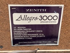 Vintage Zenith Allegro 3000 16 Ohm Floor Floor Speakers Set of 2