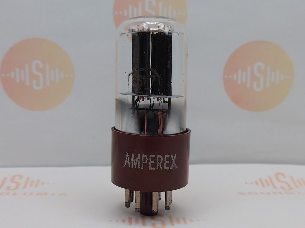 1x Amperex 6SN7GT Bottom D-Getter Black Plates – Brown Base
