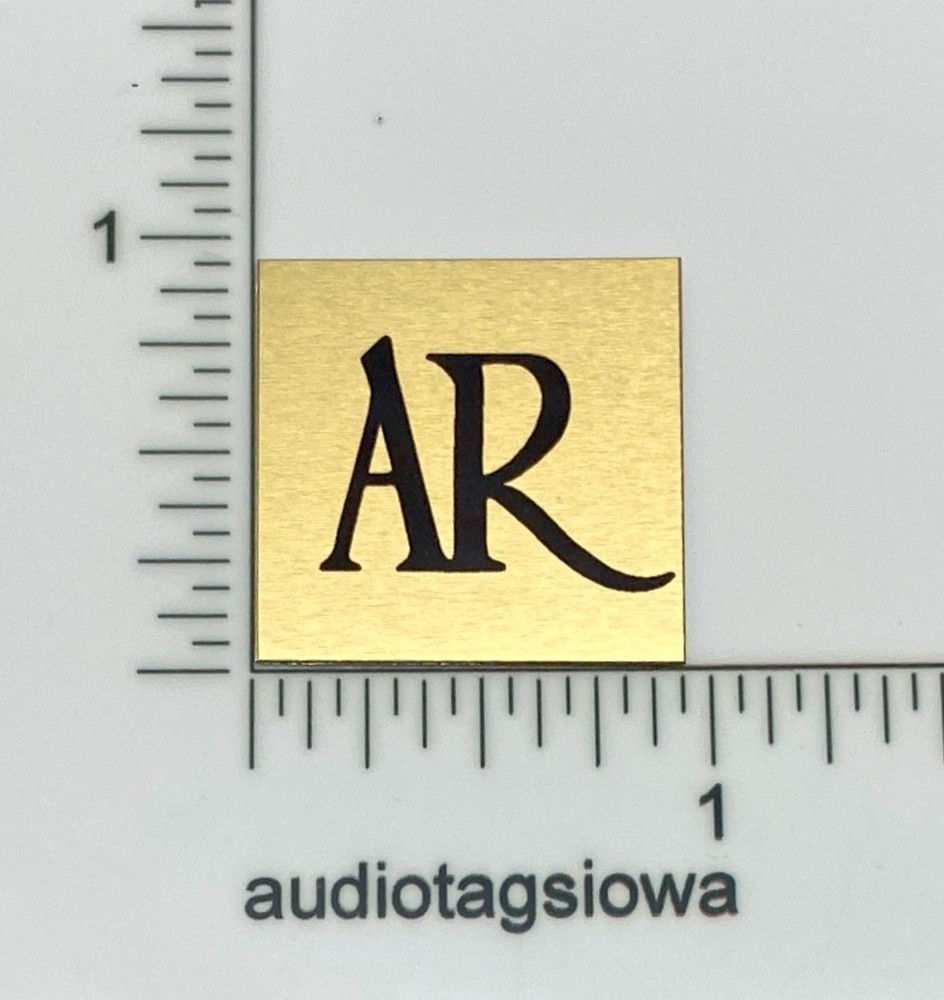 AR XA Turntable Logo Badge Dust Cover Custom Made Satin Gold Aluminum 15/16″