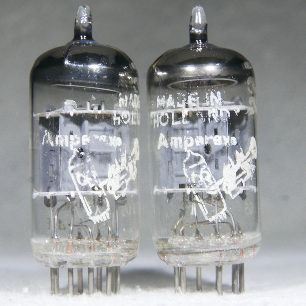 Matched Pair Amperex Bugle Boy 7316/ECC186 O-Getter Holland 1959 Very Strong