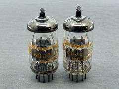 (2) Amperex 6DJ8 A Frame Globe Tubes Dimple Disc Getters Matched Codes Δ0B3 1960