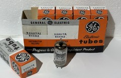 (1) NOS GE 12AU7A Vacuum Tube Short Grey Plate O-Getter Tested B&K 707, 606
