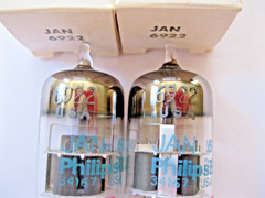 2 PHILIPS ECG JAN 6922/ECC88 VACUUM TUBES MATCHED DATE TV-7 TESTED.