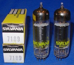 NOS NIB Matched Pair Sylvania 7189 Black Plate Vacuum Tubes