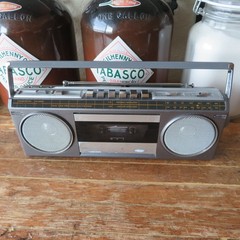Vintage Sears Roebuck SR-3000 Series 80’s Silver Mini Stereo Cassette Boombox