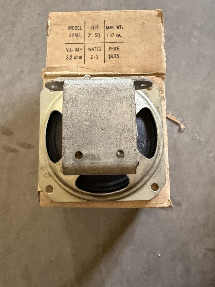 NOS Vintage Oxford 3CMS 3” Square Speaker 3.2 Ohm 2-3W w/ Original Box