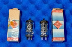 TWO Telefunken ECC83 12AX7 Tubes / Ribbed 17mm Long Plates / Diamond Logo Bases