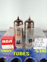 Matched Pair RCA 7189 EL84 6BQ5 Disk Getter Tested Good Tube