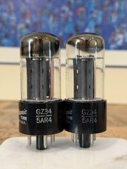 Pair Matched RCA GZ34 5AR4 Tubes Copper Lined Plates TV7 TESTED Near NOS LEVELS