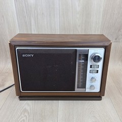 Sony Tabletop Radio ICF-9740W AM/FM Wood Grain Vintage Retro Tested Works READ