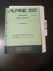 Alpine 3537 Service Manual Original Repair Book 9 Pages Bridgeable Amplifier
