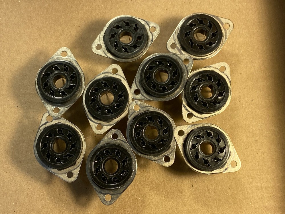 10 NOS Vintage Black Amphenol 8-Pin Octal PC BOARD MOUNT Vacuum Tube Sockets (Qt