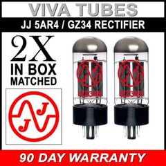 JJ Electronic Matched Pair (2) GZ34 / 5AR4 Rectifier Vacuum Tubes – Brand New