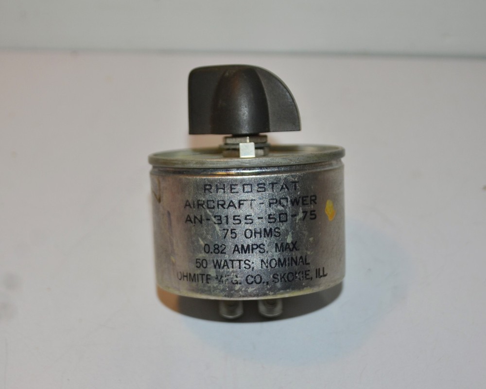1 NOS AN-3155-50-75 Precision Aircraft power Rheostat 75 ohm 50 Watt OHMITE