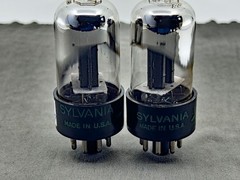 (2) Sylvania 6SN7GT Chrome Dome 3 Hole Black Plate Matched Codes 1953 Strong