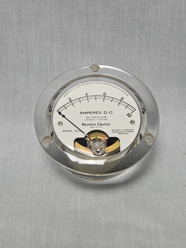 Vintage Western Electric Amperes D.C. 0-10 KS-14507-L18 Model 321-L Made In USA