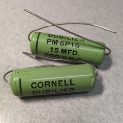(2) NOS Cornell Dubilier GREENIE .15 MFD 600vdc 6P15 vintage Capacitors